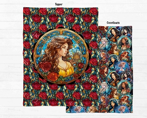 Stained Glass Rose Princess Blanket Panel